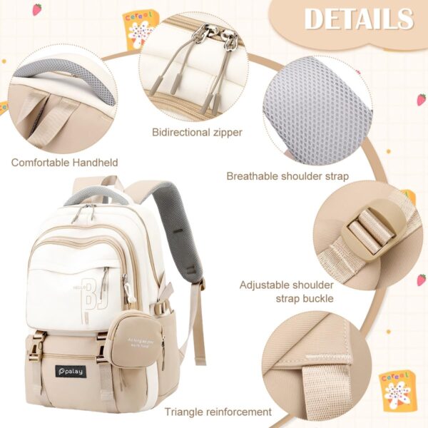 PALAY Casual Backpackk With Cute Accessory 18.1 Inch Bookbags With Pendant Laptop Bag Casual - Image 4