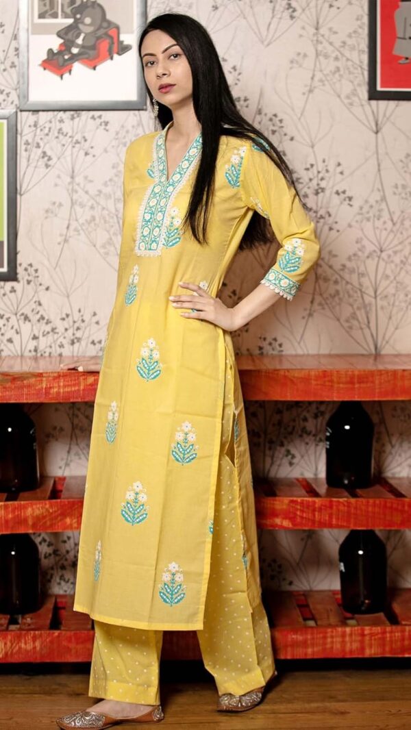 GoSriKi Women's Rayon Viscose Printed Straight Kurta with Pant & Dupatta - Image 6