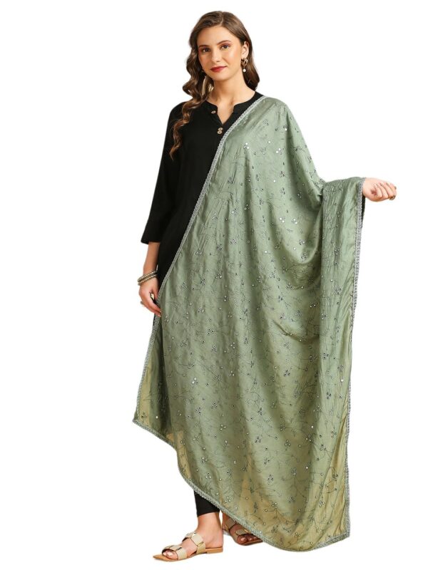 DUPATTA BAZAAR Women's Pure Cotton Embroidered Dupatta with Mirror Work. - Image 2
