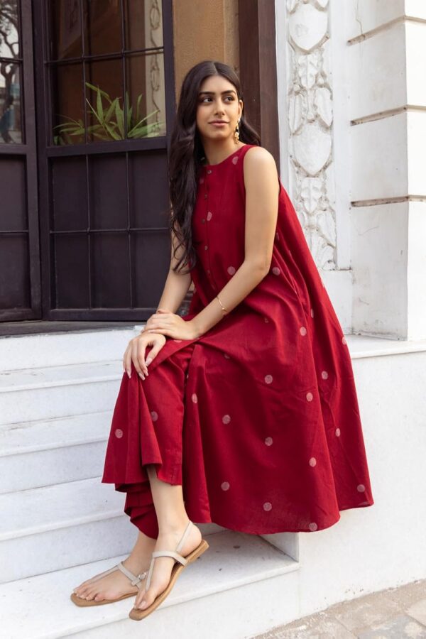 ANNI DESIGNER Women’s Rayon Blend Kurta with Palazzo Set | Sleeveless Straight Fit Ethnic Wear | - Image 3