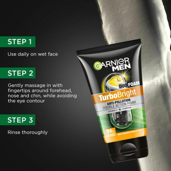 Garnier Men, Face Wash, Brightening & Anti-Pollution, TurboBright Double Action, 100 g - Image 7