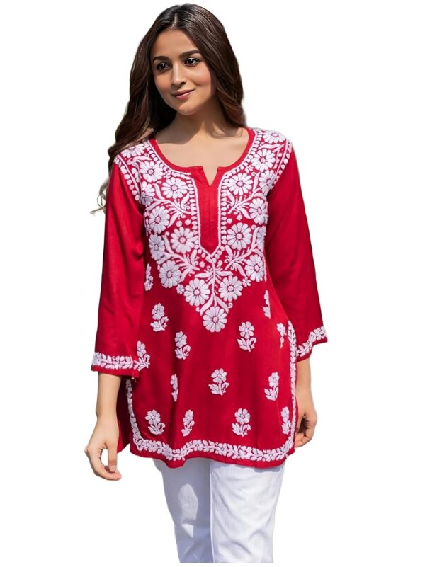 Sidhidata Stylish Women's Rayon Kurti with 3/4 Sleeves & Beautiful Neck Embroidery – Ideal for - Image 2