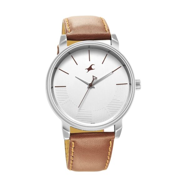 Fastrack Stunners Quartz Analog Silver Dial Brown Leather Strap Watch for Guys - NR3291SL02​ - Image 3
