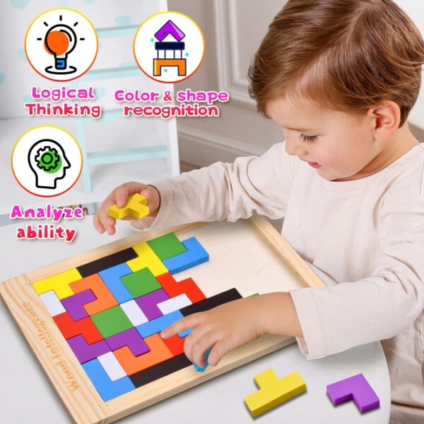 Niwlix Wooden Russian Blocks Puzzles for Kids Adults, Wood Intelligence Puzzle for Kids Ages - Image 3