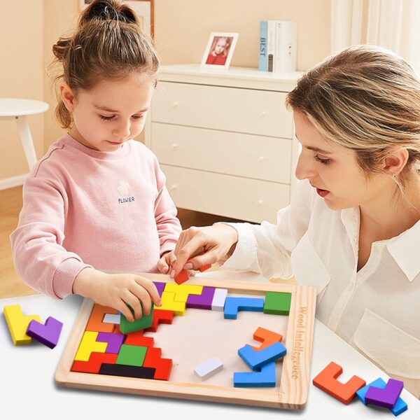 Niwlix Wooden Russian Blocks Puzzles for Kids Adults, Wood Intelligence Puzzle for Kids Ages - Image 5