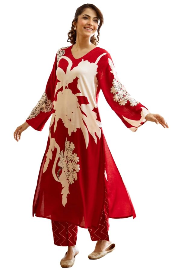 GoSriKi Women's Rayon Viscose Straight Printed Kurta with Palazzo - Image 2