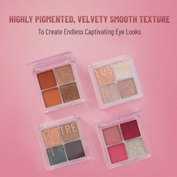 Swiss Beauty Lustre Eyeshadow Palette | 4 Highly Pigmented Shades in Matte & Shine |Long-Lasting | - Image 4