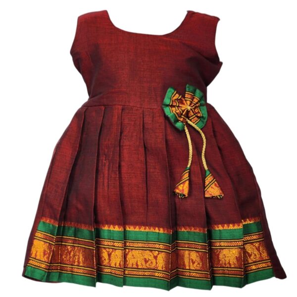 Amba Collection Boutique Girl's Traditional Ethnic Wear New Narayanpeth Masarai Silk Sleeveless - Image 2