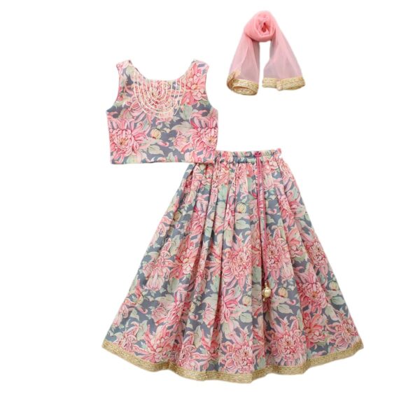GORLYA Girls Ethnic Wear Rayon Flower Printed Readymade Lehenga Choli Set - Image 2