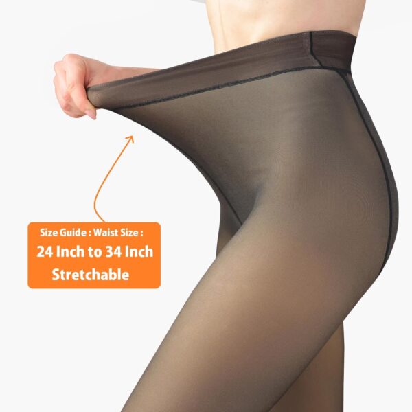 HSR Fleece Lined Tights Women Velvet Touch Leggings Thermal Fake Translucent Opaque High Waisted - Image 6