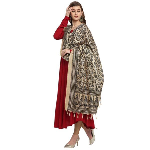 DUPATTA BAZAAR Women's Floral Silk Blend Dupatta - Image 4