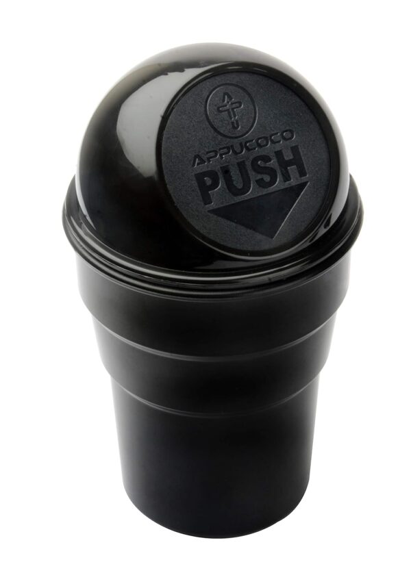 APPUCOCO Mini Car Trash Bin Can Holder Dustbin - Black (L 17 x W 6.5 cms) - Image 2