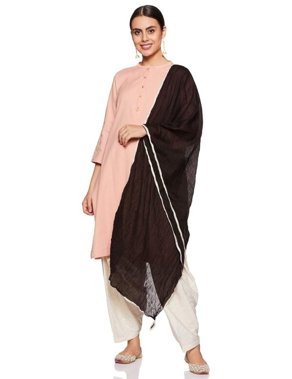 BIBA Women's Ethnic Natural/Black Cotton Stole Dupatta (Size_Free), free size, Multicolor - Image 2