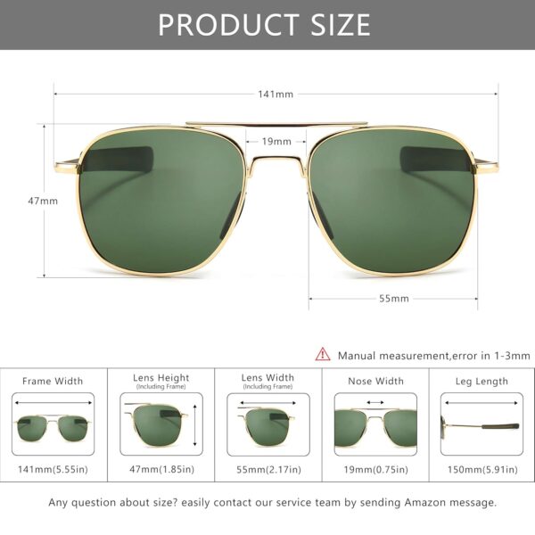 SUNGAIT Men's Military Style Polarized Pilot Aviator Sunglasses - Bayonet Temples - Image 6