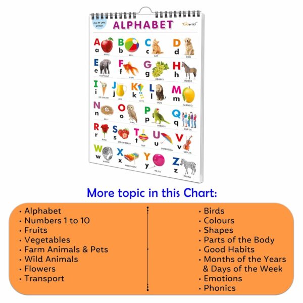 English Chart For Kids (16 Charts ) 36 x 50 cm - Children Spiral Wall Picture Chart - Image 6