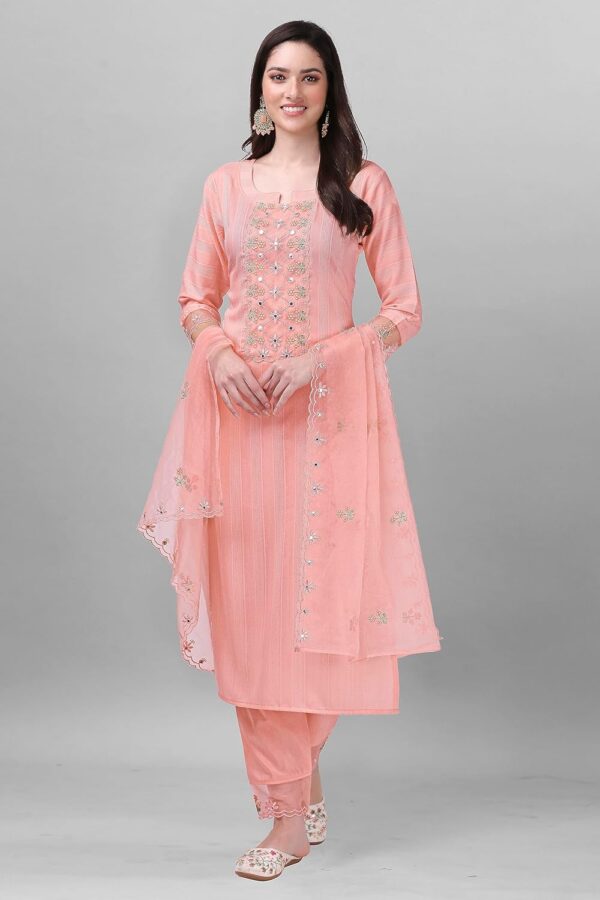 TRENDMALLS Women's Cotton Embroidery Salwar Suit Set Kurta Pant with Dupatta Kurta Set for Women - Image 5
