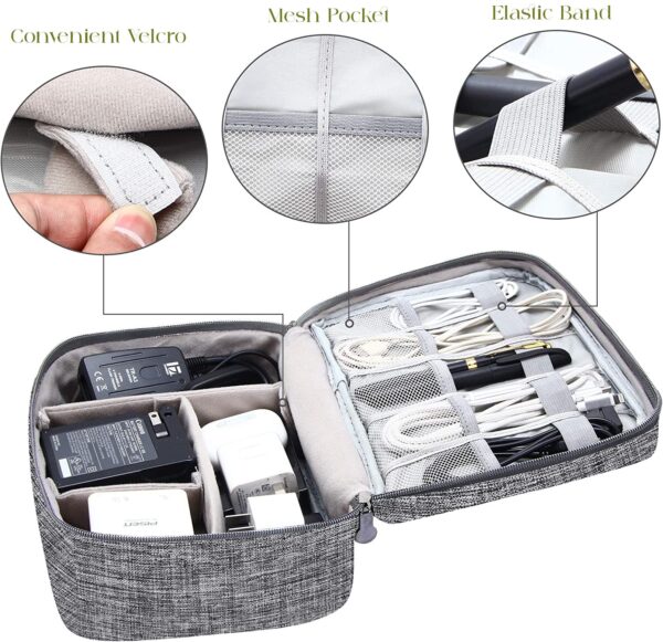 House of Quirk Polyester Electronics Accessories Organizer Bag, Universal Carry Travel Gadget Bag - Image 4