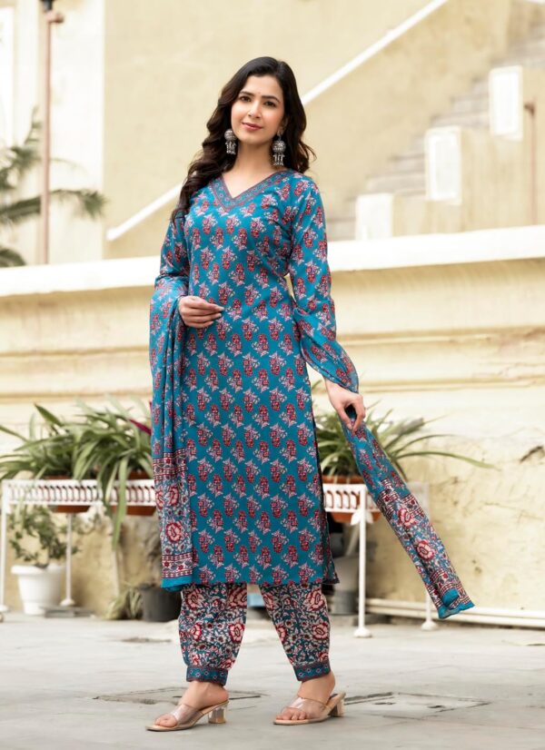 KLOSIA Women Viscose Straight Floral Printed Kurta and Pant Set with Dupatta | Ethnic Set | Dupatta - Image 5