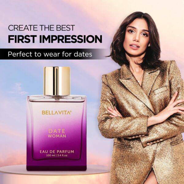 Bella Vita Luxury Date Woman Long Lasting Perfume for Women | EDP 100ml | Pink Pepper, Jasmine & - Image 3