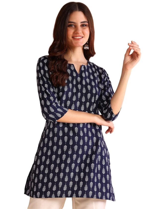 DSK Studio Women's Short Kurti in Black Rayon Cotton Blend | Ladies Ethnic Tunic | Office - Image 2