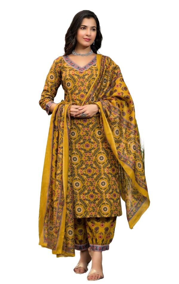 KLOSIA Women's Viscose Printed Kurta Pant With Dupatta Set - Image 2