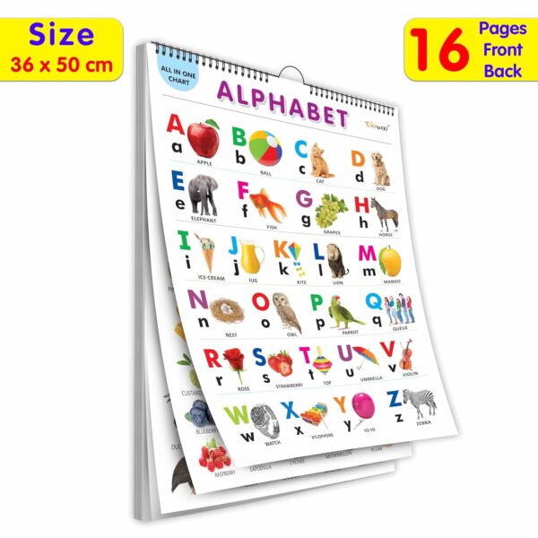 English Chart For Kids (16 Charts ) 36 x 50 cm - Children Spiral Wall Picture Chart - Image 2