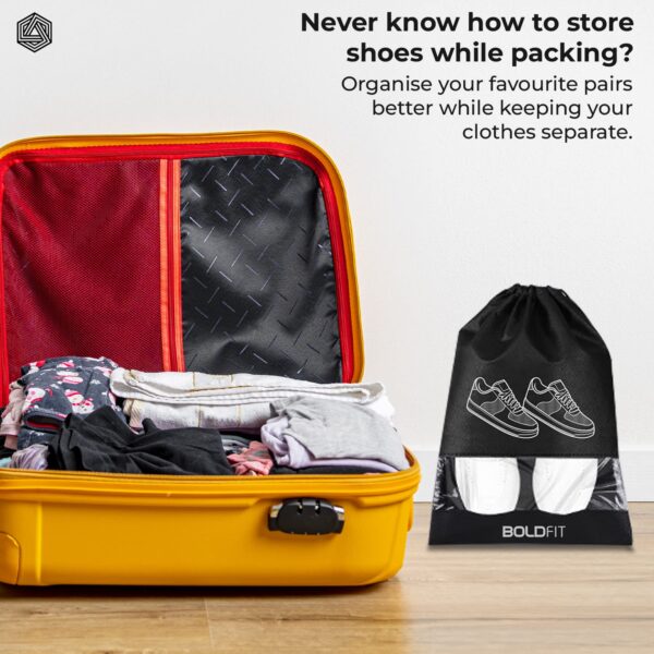 Boldfit Shoe Bag for Travel Bag for Man & Women Shoe Cover for Storage at Home Gym Reusable - Image 4