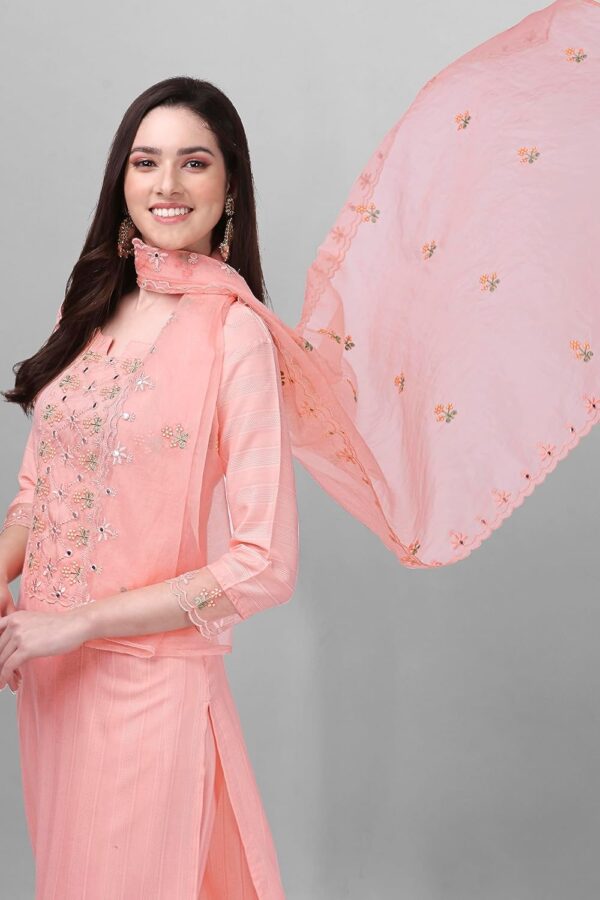 TRENDMALLS Women's Cotton Embroidery Salwar Suit Set Kurta Pant with Dupatta Kurta Set for Women - Image 7