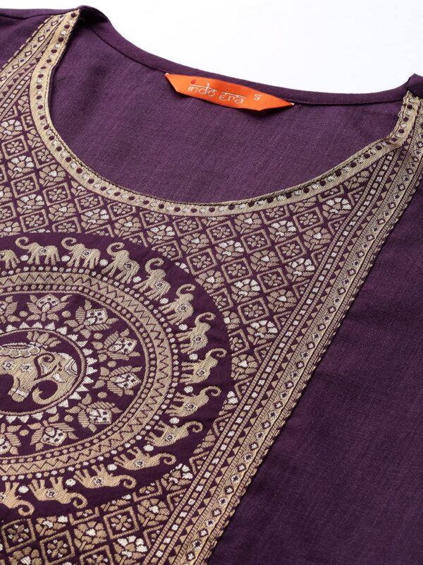 INDO ERA Women's Cotton Yoke Design Straight Kurta Pant with Dupatta Set - Image 7