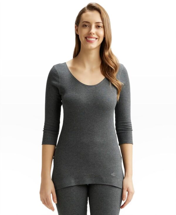 Jockey 2503 Women's Super Combed Cotton Rich Three Quarter Sleeve Slim Fit Thermal Top with Stay - Image 2