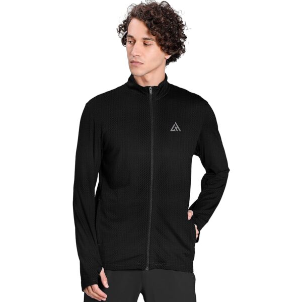 London Hills Men's Polyester High Neck Full Sleeve Full Zip with Pocket Solid Sports Track Standard - Image 2