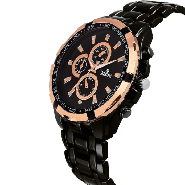 SWISSTYLE Black Chain Chrono Look Analog Watch for Men - Image 2