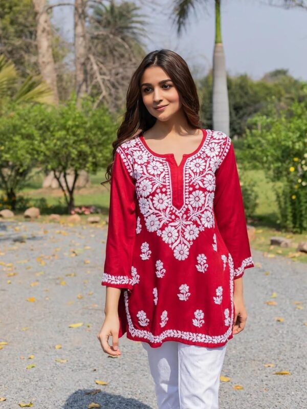 Sidhidata Stylish Women's Rayon Kurti with 3/4 Sleeves & Beautiful Neck Embroidery – Ideal for - Image 10