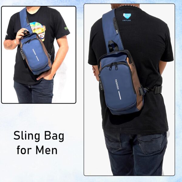 Storite Sling Bag for Men Stylish Crossbody Backpack for Men & Women, Anti-Theft Chest Bag with USB - Image 5