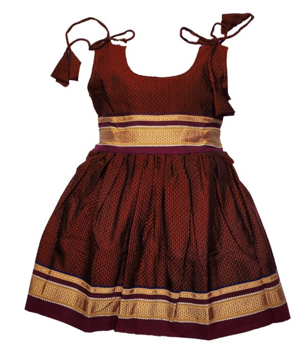 Amba Collection Boutique's Girl's Traditional Ethnic Wear Reshim Cotton Khan Knot Frock - Image 2