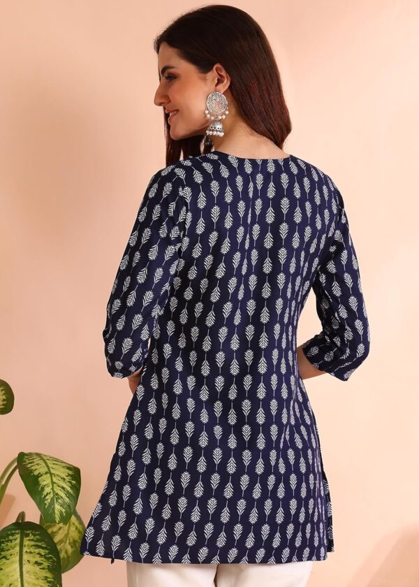 DSK Studio Women's Short Kurti in Black Rayon Cotton Blend | Ladies Ethnic Tunic | Office - Image 3