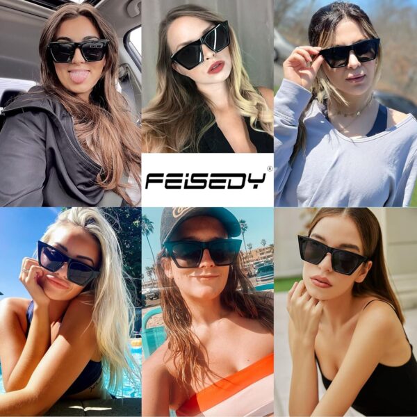 FEISEDY Oversized Vintage Cat Eye Square Sunglasses Women Trendy Cateye Sunglasses B2473 - Image 6