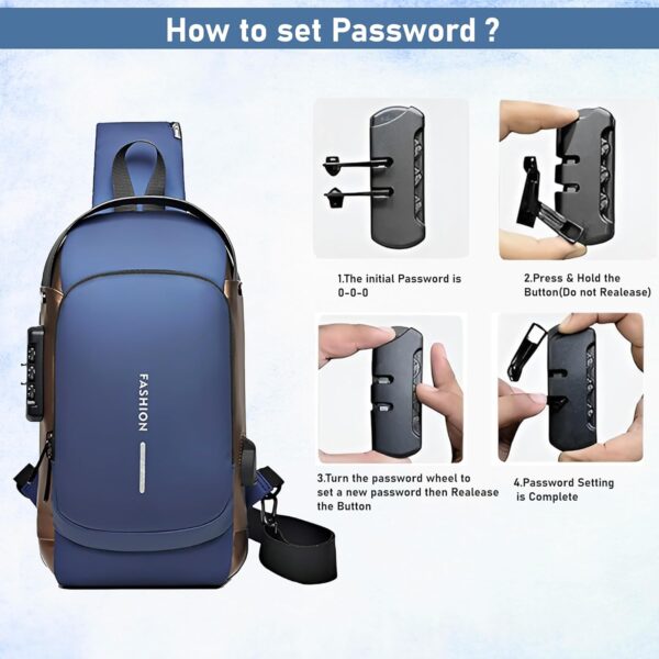 Storite Sling Bag for Men Stylish Crossbody Backpack for Men & Women, Anti-Theft Chest Bag with USB - Image 6