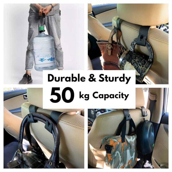 Car Backseat Headrest Hook, 4 Pcs Plastic Hanging Storage Holder, Car Organiser, Space Saving, - Image 2