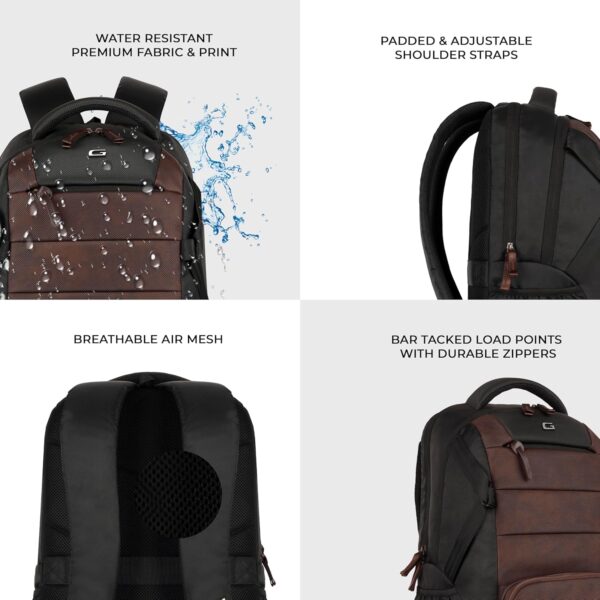 Gear Aspire 3 19"/35L Faux Leather Large Water Resistant 5 Compartment Laptop Backpack/Casual - Image 6