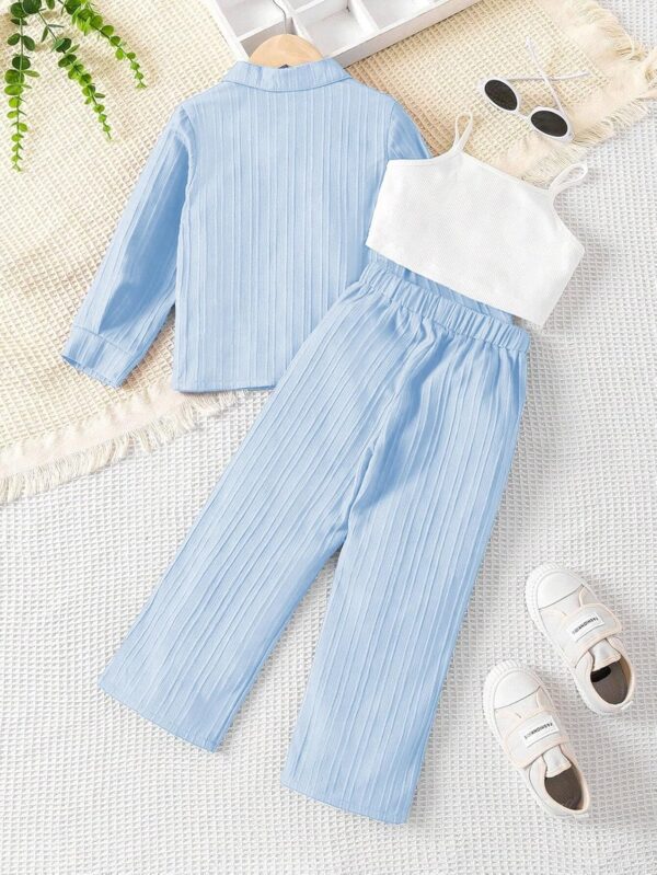 TAGAS Girl Casual Simple Style Camisole Top, Long Sleeve Shirt And Straight Pants || - Image 4