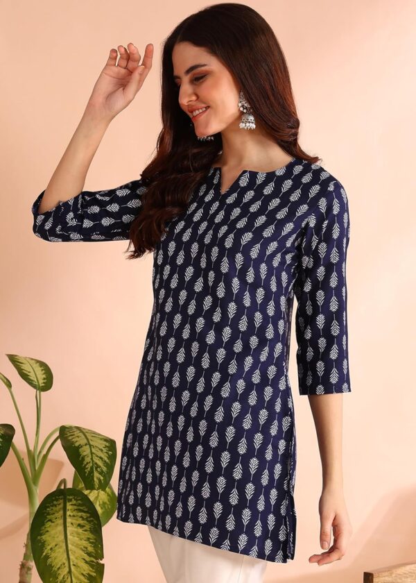 DSK Studio Women's Short Kurti in Black Rayon Cotton Blend | Ladies Ethnic Tunic | Office - Image 4