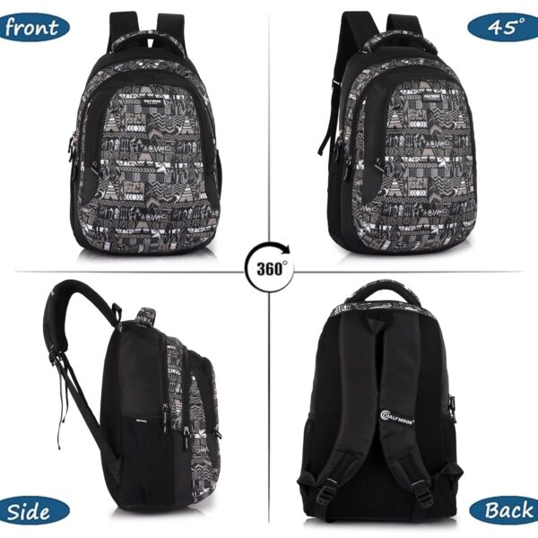 Half Moon Wild Class 5-12 School Bag for Boys Girls | Laptop Bagpack Backpack for Men Women | 3 Zips - Image 6