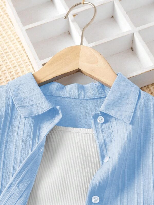 TAGAS Girl Casual Simple Style Camisole Top, Long Sleeve Shirt And Straight Pants || - Image 7