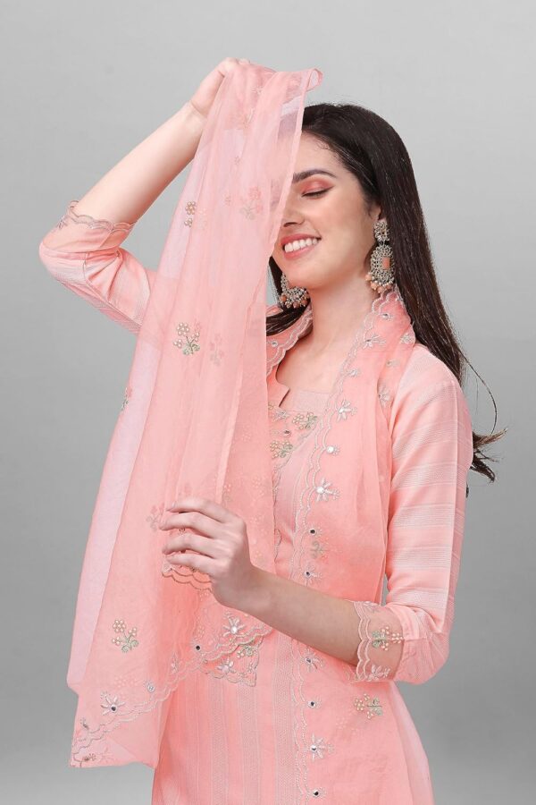 TRENDMALLS Women's Cotton Embroidery Salwar Suit Set Kurta Pant with Dupatta Kurta Set for Women - Image 6
