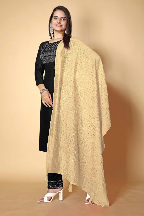 KEMZA Women's Embroidered Mirror Cotton Dupatta with Rajasthani Aari Work - Image 4
