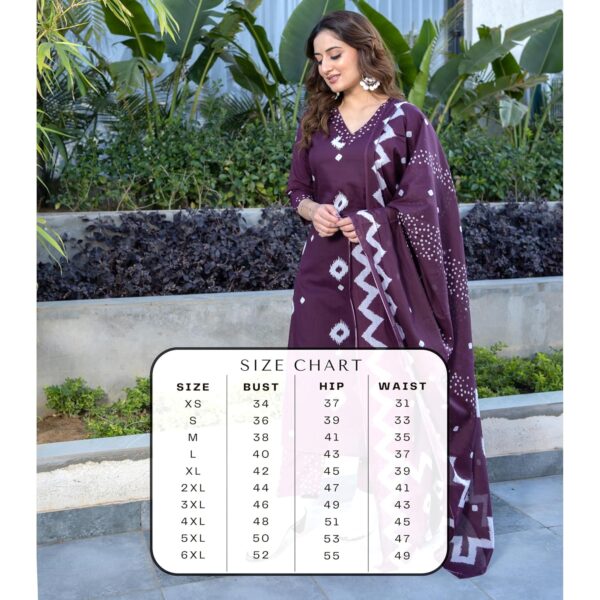 Arayna Women's Pure Cotton Bandhani Print Ethnic Kurta Set with Palazzo Pants & Dupatta - Image 7