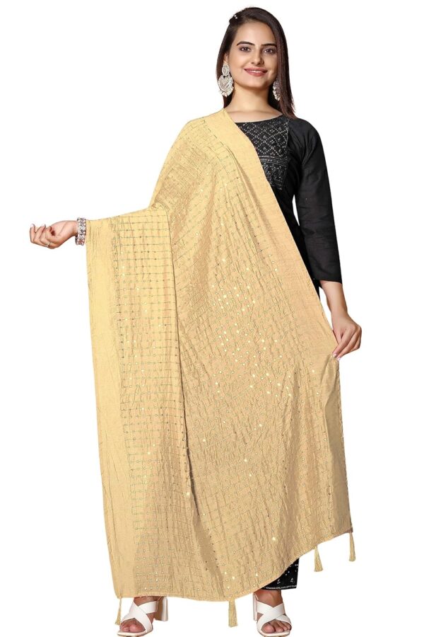 KEMZA Women's Embroidered Mirror Cotton Dupatta with Rajasthani Aari Work - Image 2