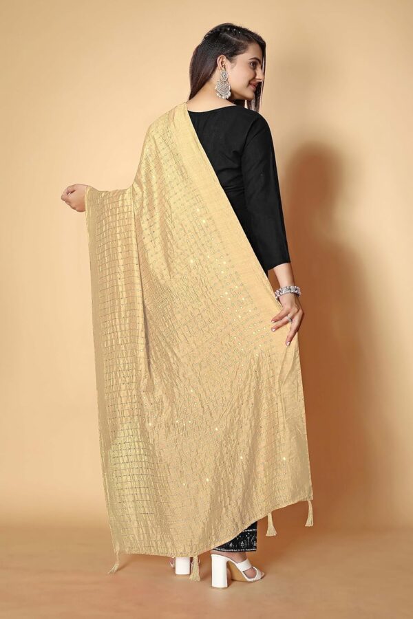 KEMZA Women's Embroidered Mirror Cotton Dupatta with Rajasthani Aari Work - Image 5