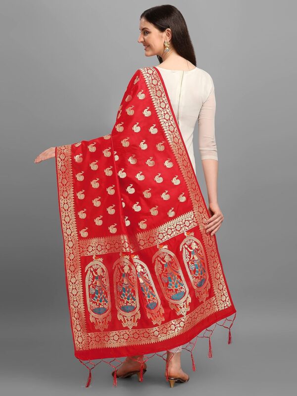 DEVANGI Women's Woven Banarasi Silk Zari Dupatta/Chunni, Width 1 Meter, Length 2.5 Meter - Image 6
